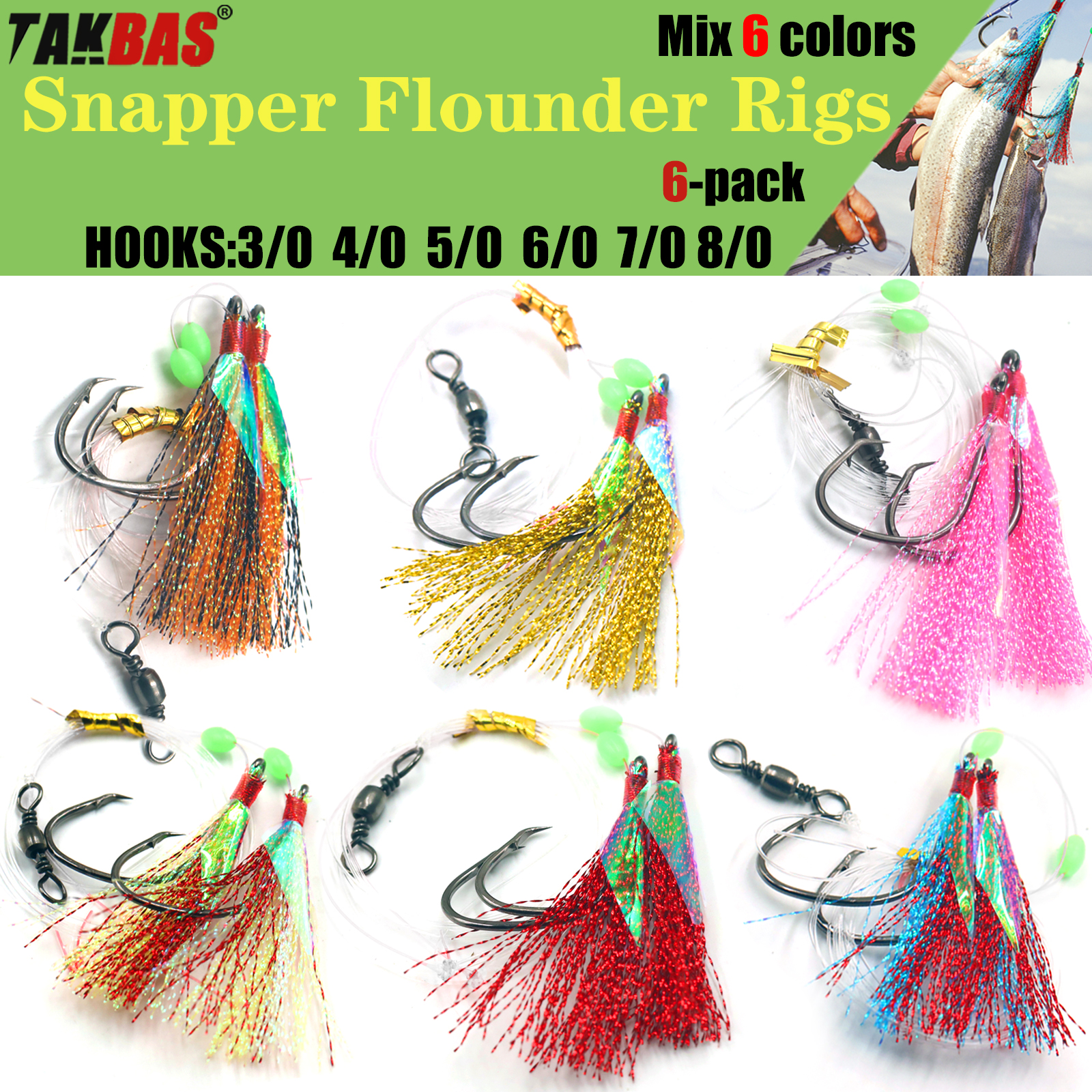 Fishing Hook Circle - 6pcs Snapper Tackle Flasher Rigs, Sabiki