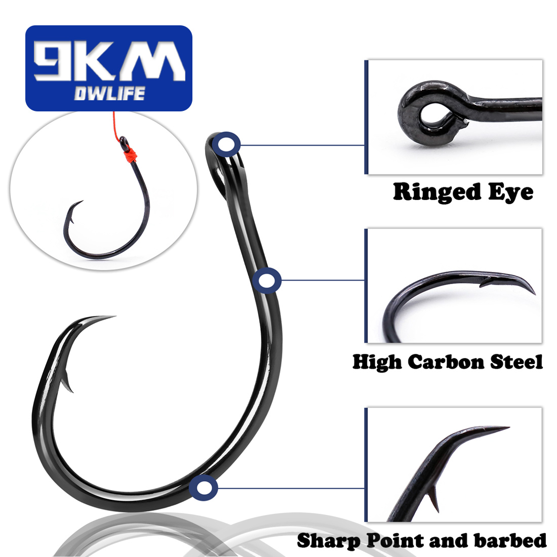 9KM 25-50Pcs Inline Wide Gap C - مراجعة Fishing Hook Circle وسعره