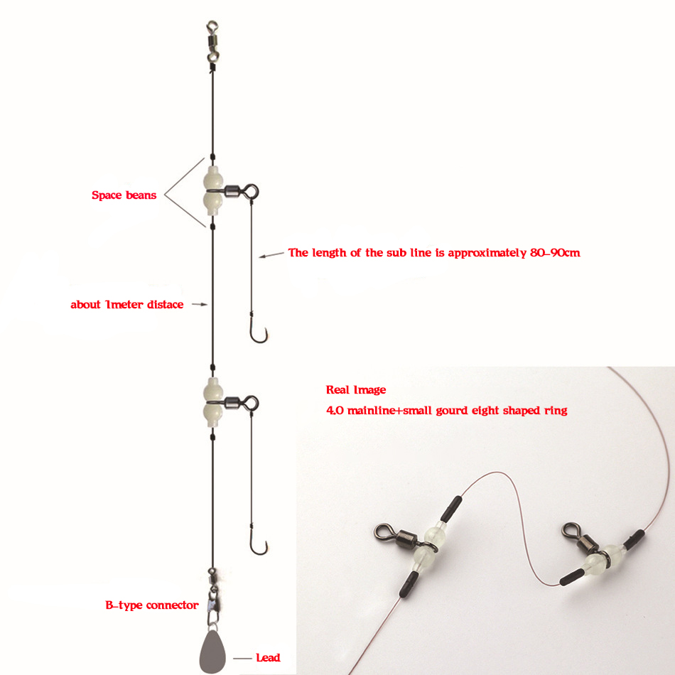 MNFT 100Pcs Luminous 3 Way Dur - مراجعة Fishing Hook Size وسعره