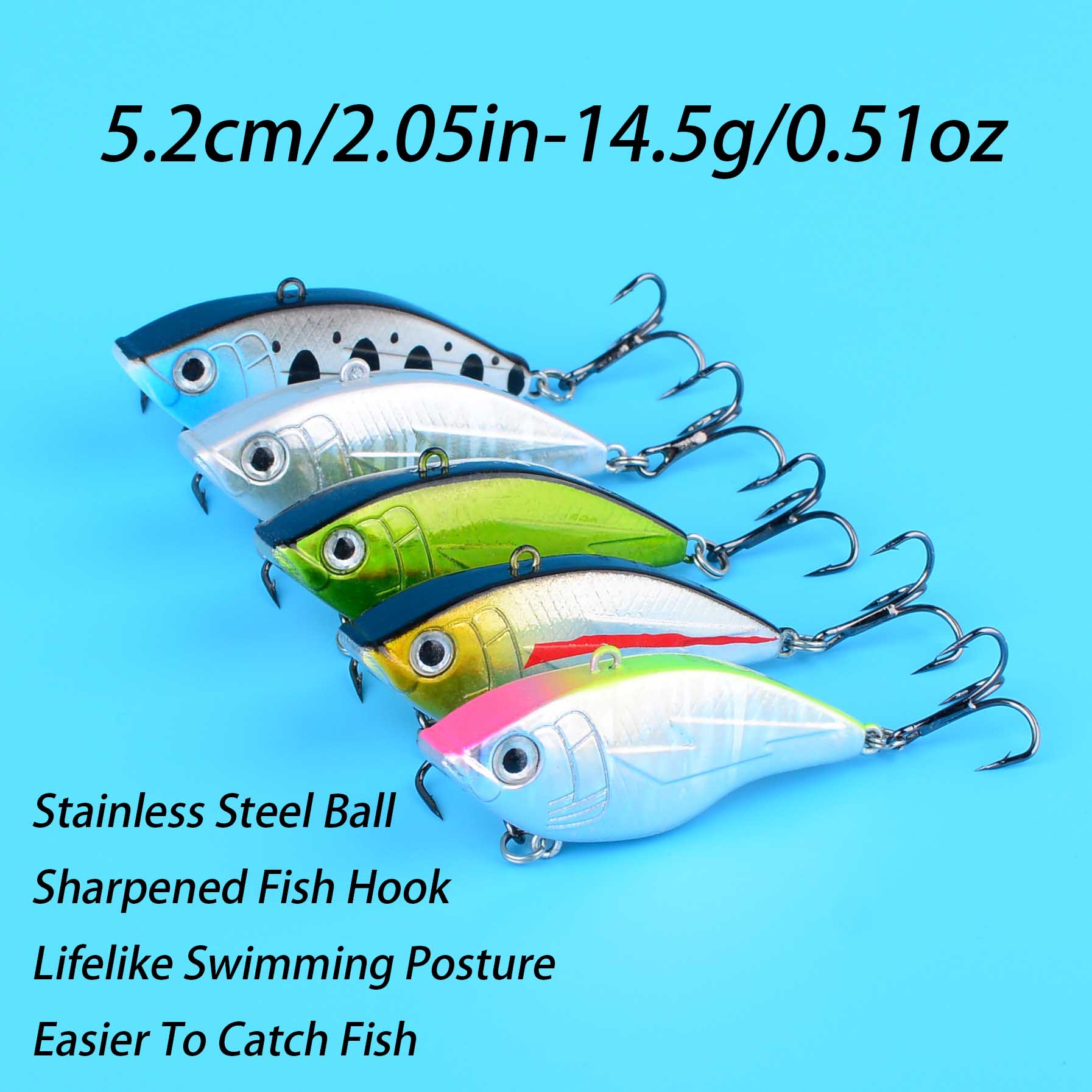 1PC Hard VIB Fishing Lure 5.2c - مراجعة Fishing Hook Treble وسعره