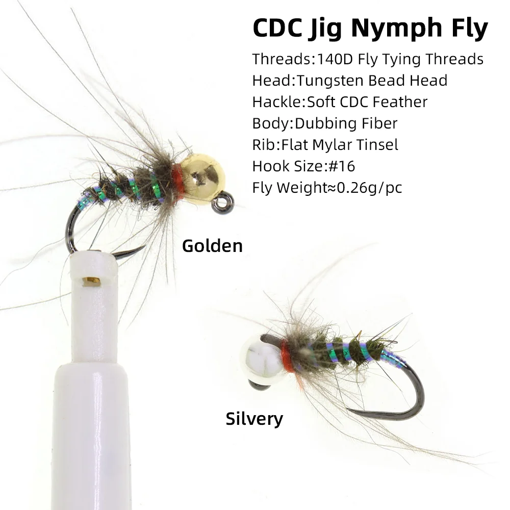 4pcs #16 Tungsten Beadhead CDC - مراجعة Fishing Hook Barbless وسعره