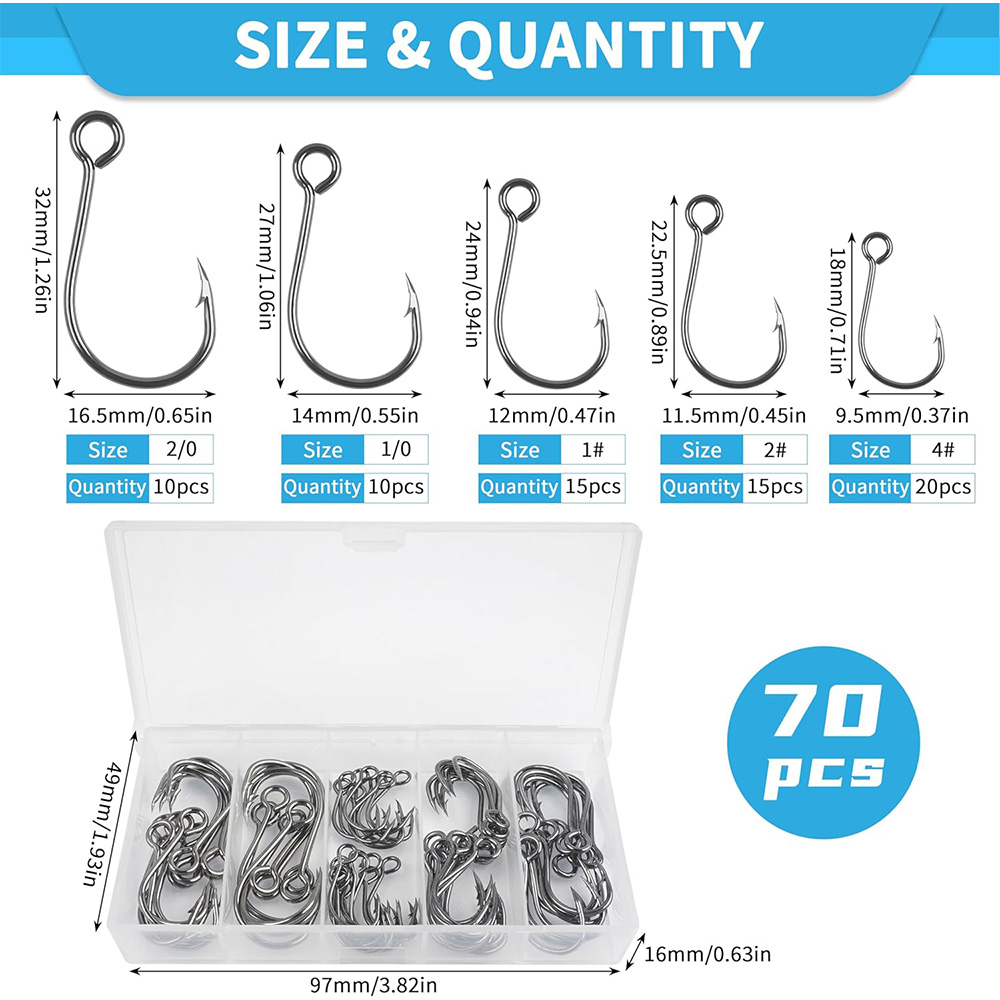 70Pcs Fishing Inline Single Ho - مراجعة Fishing Hook Circle وسعره