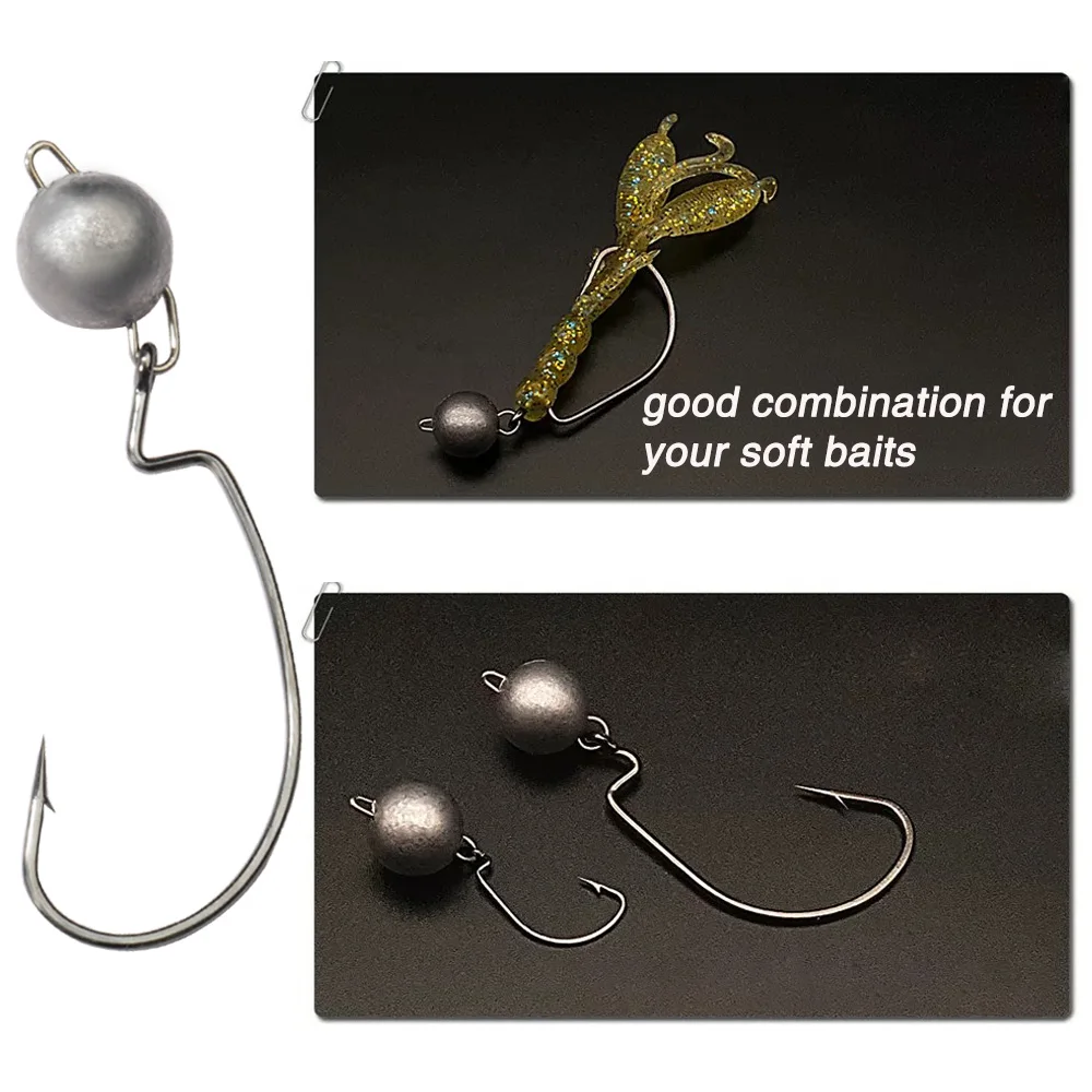 5Pcs Metal Jig Head Worm Hooks - مراجعة Fishing Hook Weedless وسعره