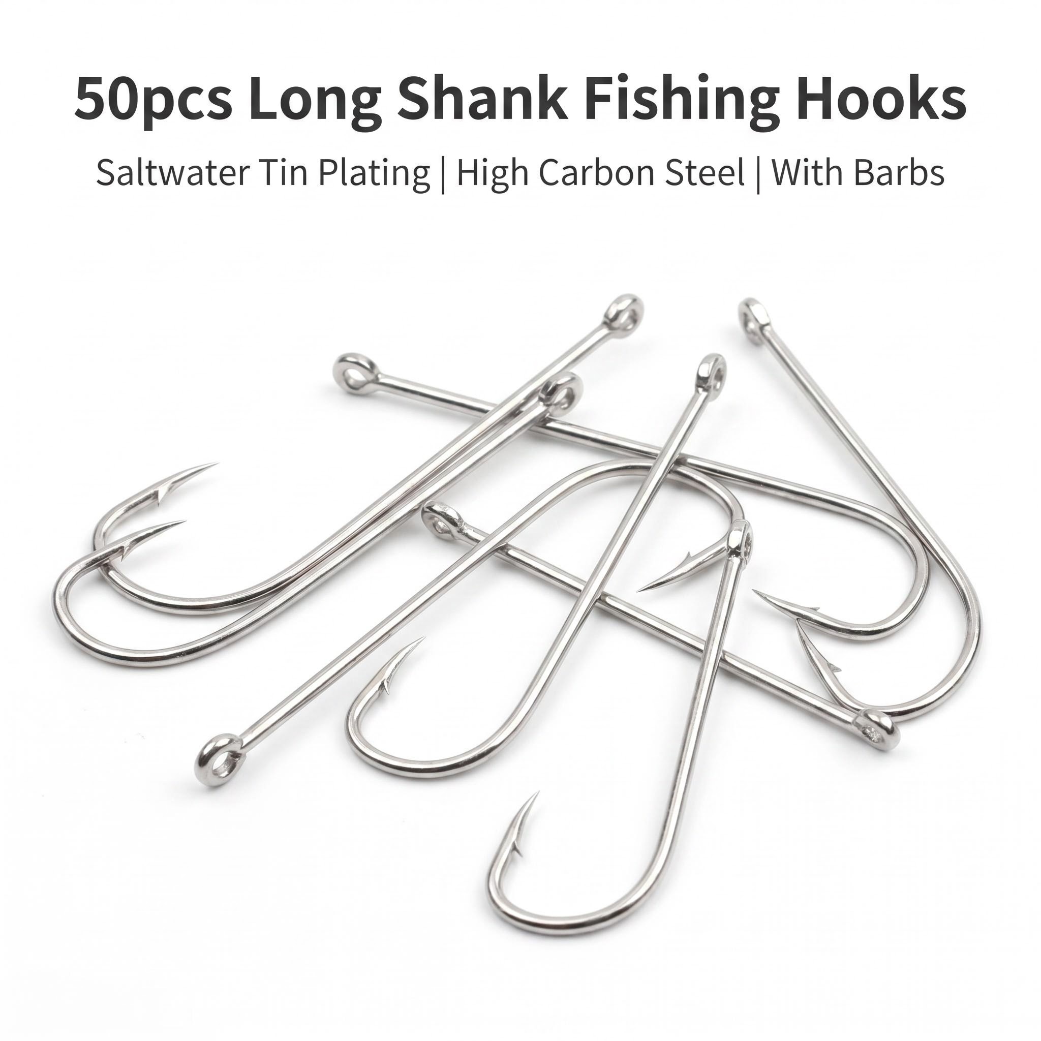 50pcs Long Shank Saltwater Cir - مراجعة Fishing Hook Circle وسعره