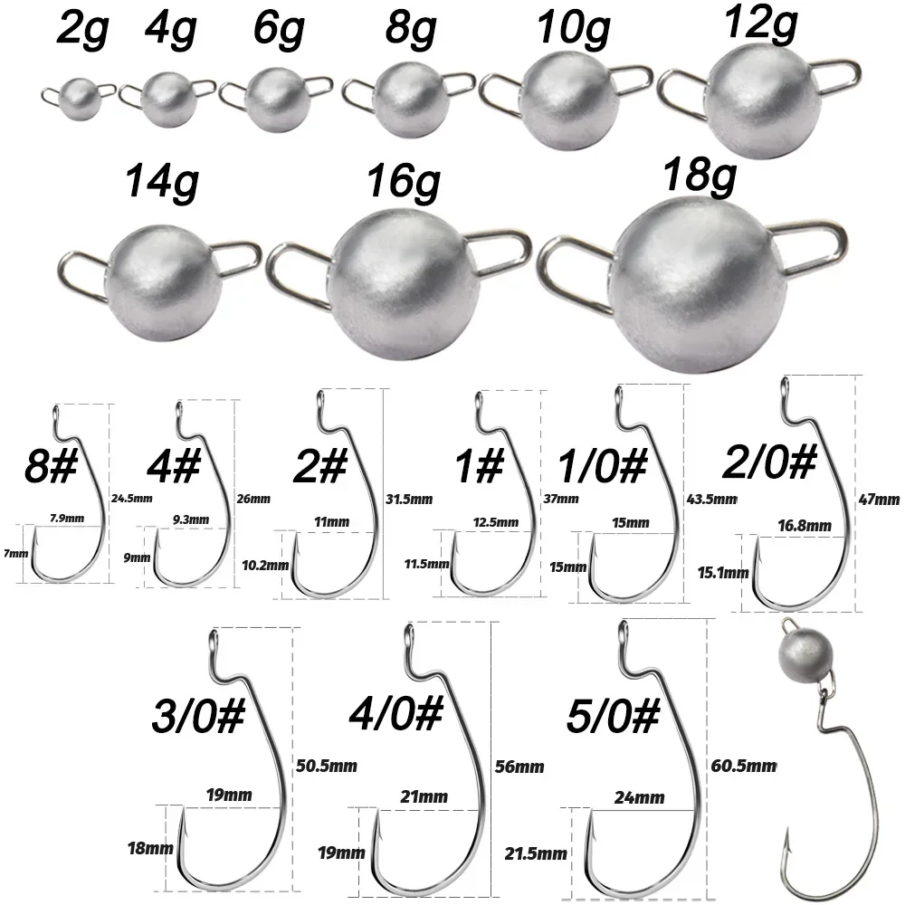 5pcs Metal Jig Head Worm Hooks - مراجعة Fishing Hook Weedless وسعره