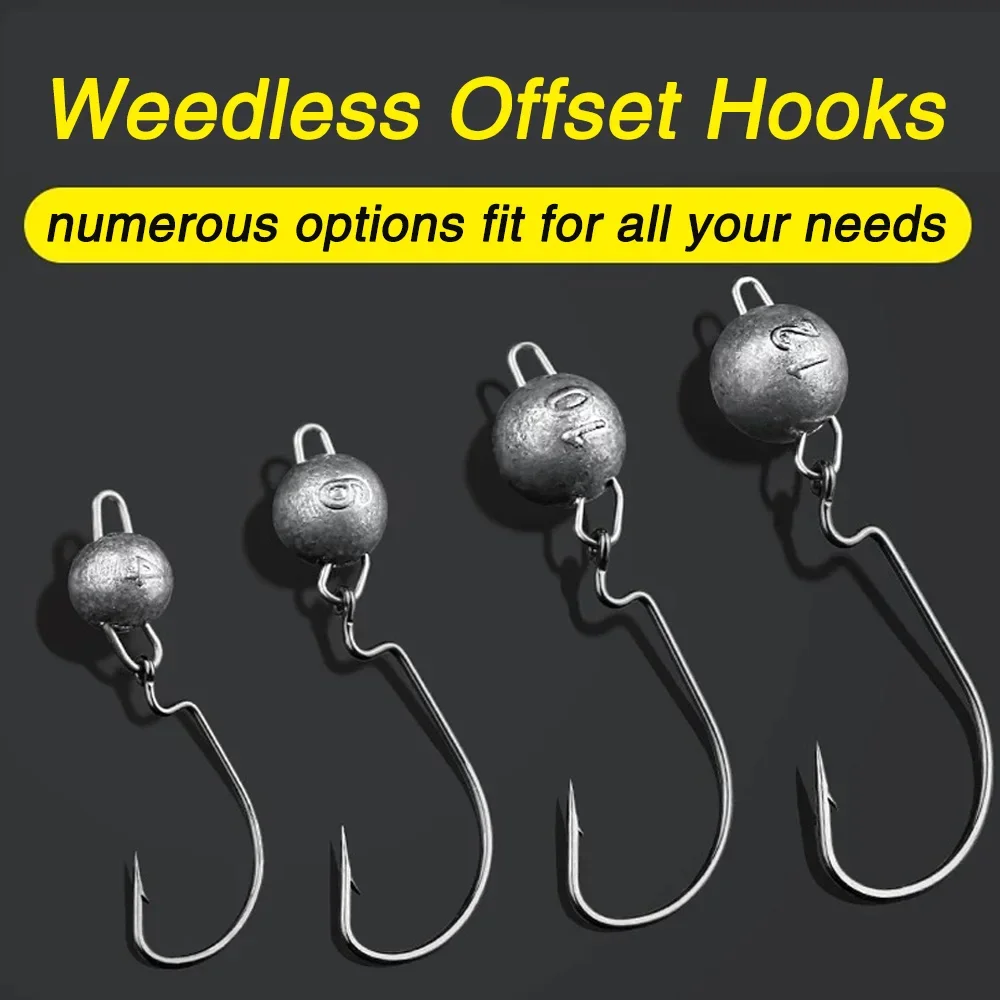 5pcs Metal Jig Head Worm Hooks - مراجعة Fishing Hook Weedless وسعره