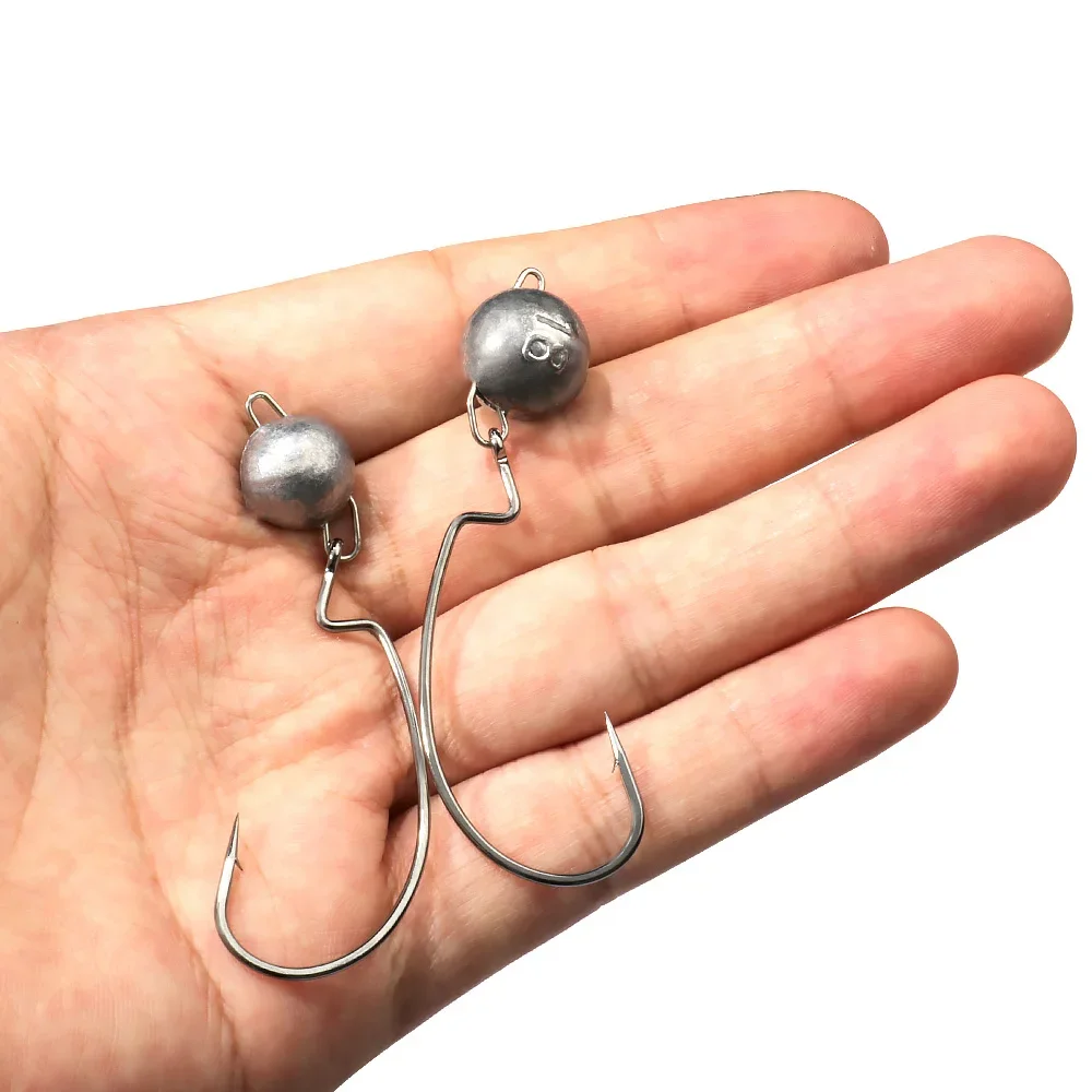 5pcs Metal Jig Head Worm Hooks - مراجعة Fishing Hook Weedless وسعره