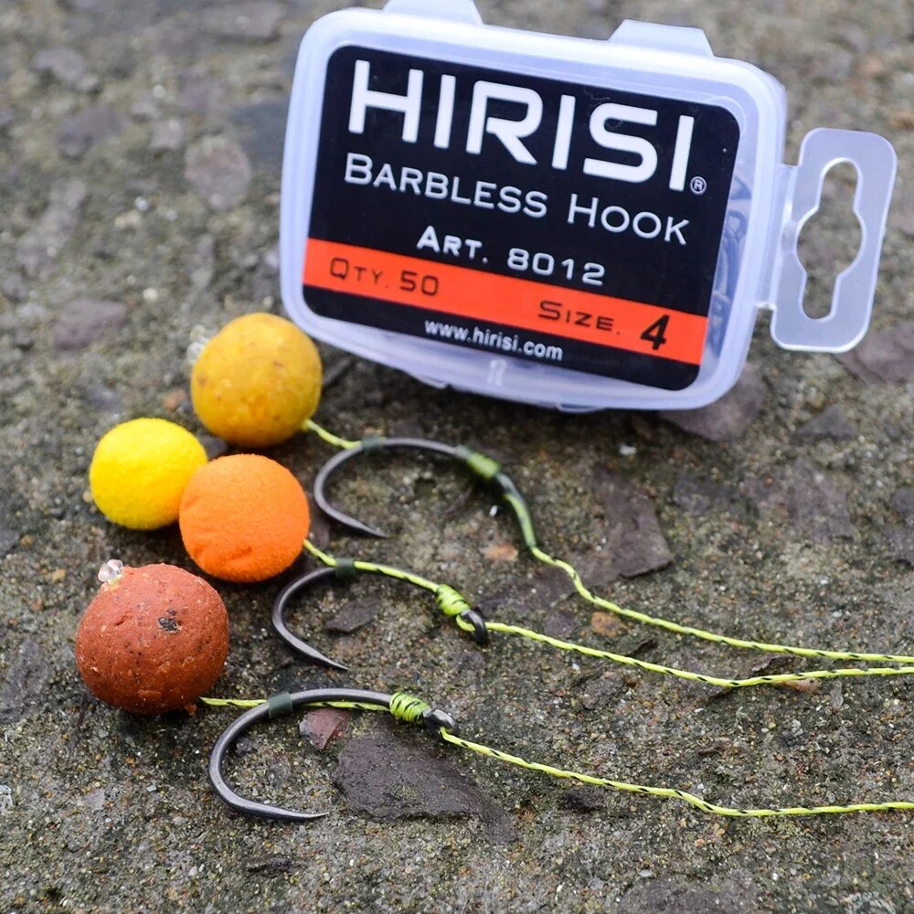 Hirisi 50pcs Coating High Carb - مراجعة Fishing Hook Barbless وسعره