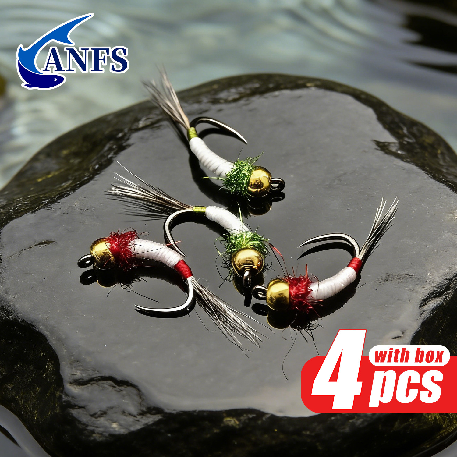 ANFS 4pcs Midge Nymph Flies As - مراجعة Fishing Hook Assortment وسعره